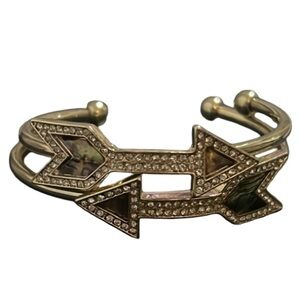 Free People Gold Paved & Abalone Arrow Cuff Bracelets With Crystal Accents